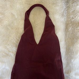 American apparel - low back halter neck bodysuit in burgundy sz XS